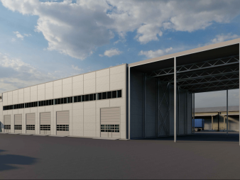 СТО с АБК с навесом  из сэндвич-панелей